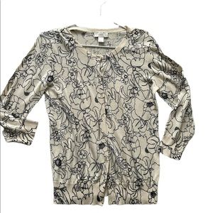 LOFT beige flowery cardigan